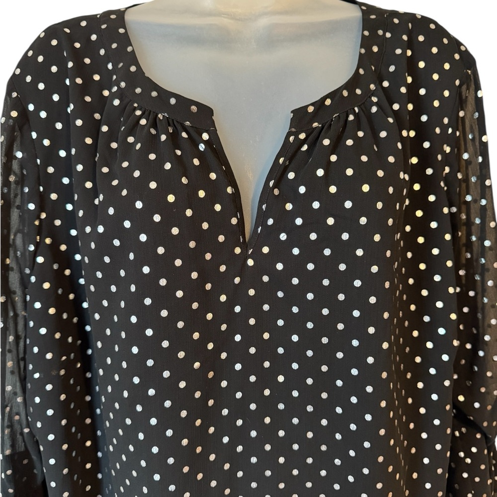 Talbots Gorgeous Black Blouse w/Sparkle Fluted Sleeves PLUS: 3X #U - Picture 2 of 7